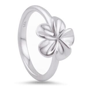 NWT Fashion Women's 925 Sterling Silver Plumeria Flower Ring